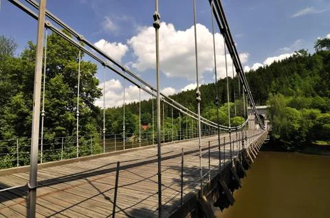 Ancient chain bridge Stock Photos