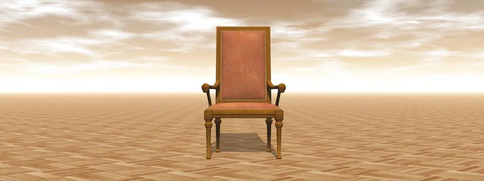 Ancient chair alone - 3D render Stock Illustration