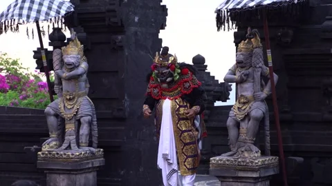 Ancient character comes alive through masked dance Stock Footage 302309378
