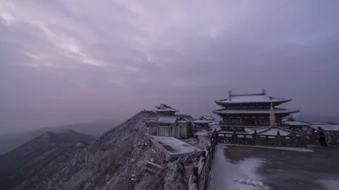 Ancient Chinese Architecture Snowfall Time-lapse with Red Walls and Winter Stock Footage 326671889