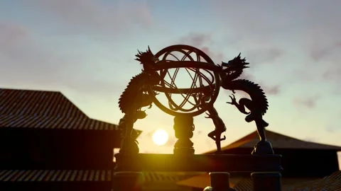 Ancient Chinese astronomical armillary sphere Stock-Footage 339644706