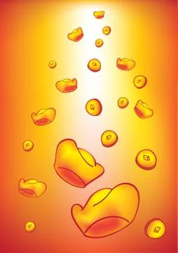 Ancient Chinese Gold Ingots Vector Illustration Illustrazione stock