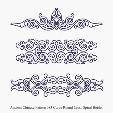 Ancient Chinese Pattern of Curve Round Cross Spiral Border Illustrazione stock