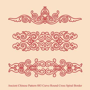 Ancient Chinese Pattern of Curve Round Cross Spiral Border Stock Illustration