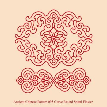 Ancient Chinese Pattern of Curve Round Spiral Flower Stock Illustration