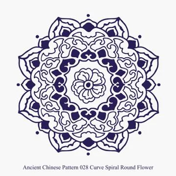 Ancient Chinese Pattern of Curve Spiral Round Flower Stock Illustration