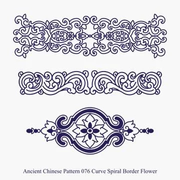 Ancient Chinese Pattern of Curve Spiral Border Flower 스톡 일러스트