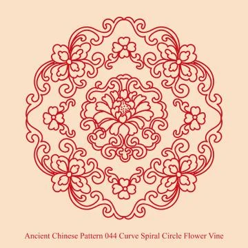 Ancient Chinese Pattern of Curve Spiral Circle Flower Vine Stock Illustration
