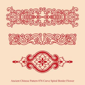 Ancient Chinese Pattern of Curve Spiral Border Flower 스톡 일러스트
