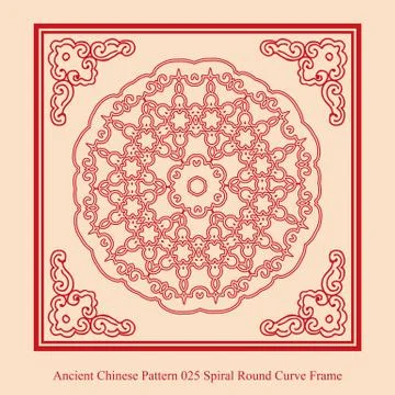 Ancient Chinese Pattern of Spiral Round Curve Frame Stock Illustration