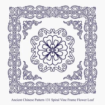 Ancient Chinese Pattern of Spiral Vine Frame Flower Leaf Stock-Illustration