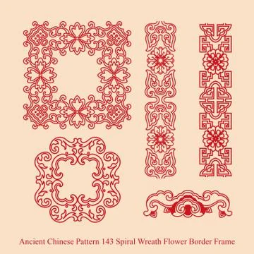 Ancient Chinese Pattern of Spiral Wreath Flower Border Frame Illustrazione stock