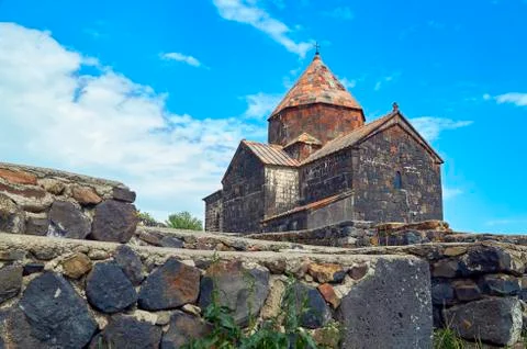 Ancient church in armenian monastery Sevanavank Fotos de archivo