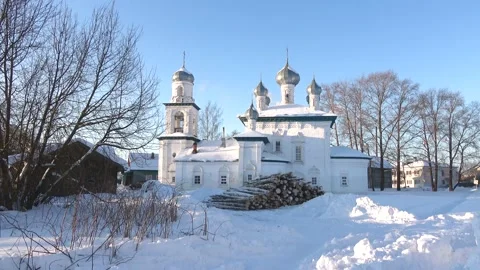 The ancient Church of the Nativity of the Blessed Virgin Mary. Kargopol. Russia Video stock 233664580
