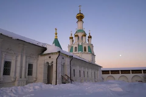 Ancient Church of the Savior Not Made by Hands in January twilight. Yaroslavl Stock Photos