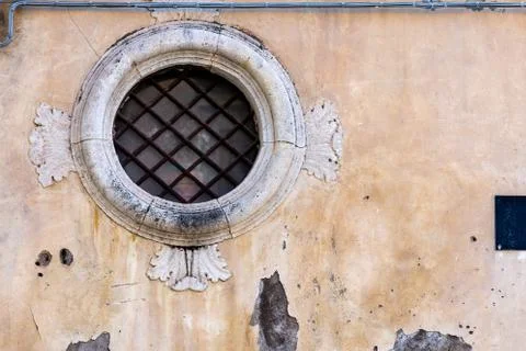 The ancient circle window Stock Photos