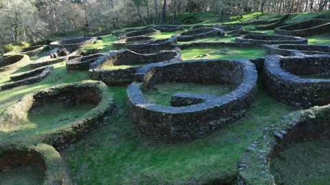 Ancient Circular Stone Foundations At Castro De Borneiro Culture Settlement In Vidéo 333202254