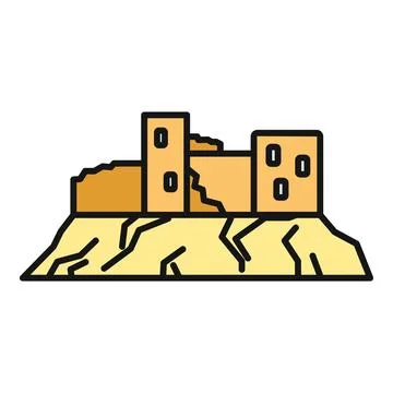 Ancient citadel ruins icon representing historical landmark Ilustración de archivo