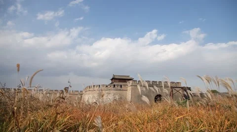 The ancient city in the fall，distant view Ancient Architecture of China Stock-Footage 66568852
