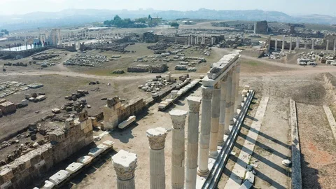 The ancient city of Laodicea. From SKY. Stock Footage