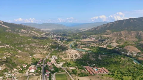 Ancient city Mtskheta and Jvari monastery, Georgia Stock Footage 124004284