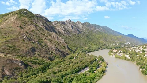 Ancient city Mtskheta and Jvari monastery, Georgia Stock Footage 124004965