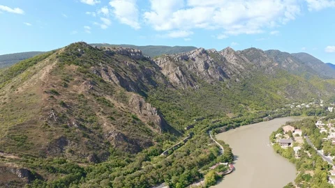 Ancient city Mtskheta and Jvari monastery, Georgia Stock Footage 124005419