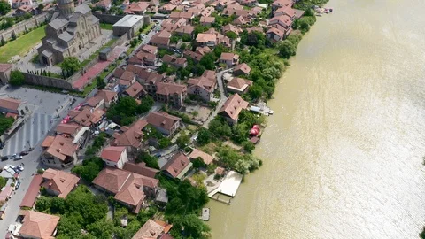 Ancient city Mtskheta and Jvari monastery, Georgia Stock Footage 124005719