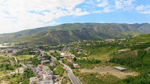 Ancient city Mtskheta and Jvari monastery, Georgia Stock Footage 124005776