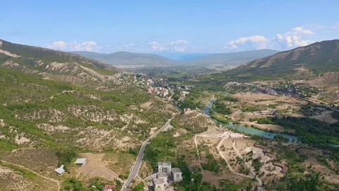 Ancient city Mtskheta and Jvari monastery, Georgia Stock Footage 124005982