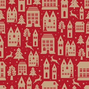Ancient city seamless color pattern with old buildings for wallpaper or Ilustración de archivo