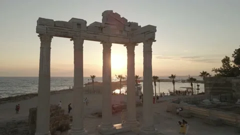 The Ancient City of Side Drone Stock Footage 164918039