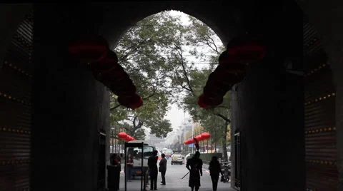 Ancient city wall and gate in the city of Xian, China  Stock Footage 955468