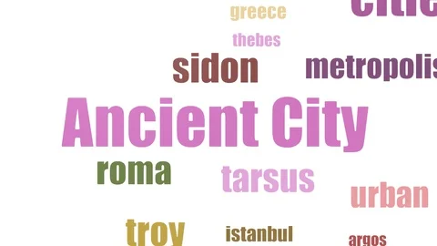 Ancient City Word Cloud Animated Isolated On White Video stock 103668548