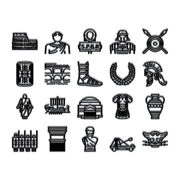 Ancient civilization icons representing roman history and culture Stockillustratie