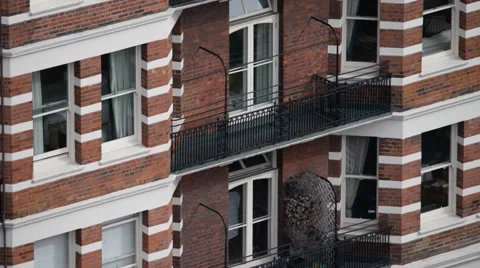 Ancient classic buildings of London, exterior facade aerial view Stock Footage