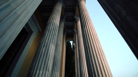 Ancient classical columns in athens dolly camera Stock Footage 62895712