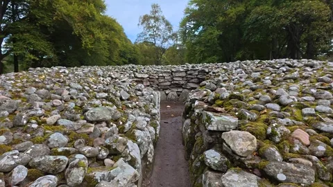 Ancient Clava Cairns Bronze Age Cemetery Near Inverness, Scotland Stock Footage 330661106