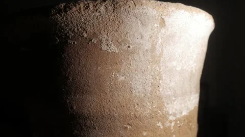 Ancient Clay Pot on Black Background Stock Footage 315919229