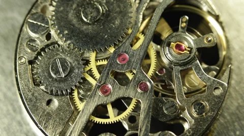 Ancient Clock Mechanism Run Working Busy Day Office Corporate Rush Hour Deadline Stock Footage 35871241