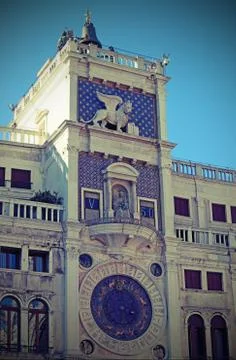 Ancient Clock Tower called Mori di Venezia in Venice in Italy Stockfoto's