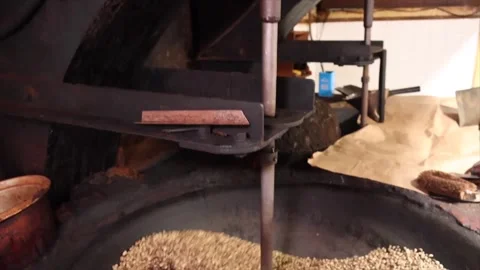 Ancient coffee mill processing beans for perfect brew Stock Footage 313255109