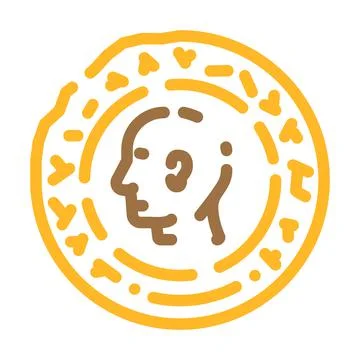 Ancient coin color icon vector illustration Stock Illustration