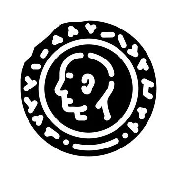 Ancient coin glyph icon vector illustration Stock Illustration