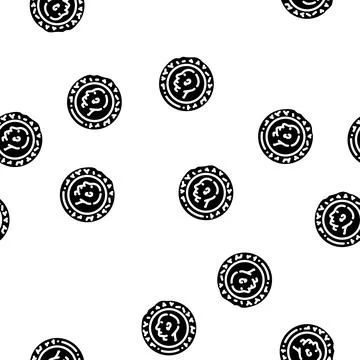 Ancient coin glyph vector seamless pattern 스톡 일러스트