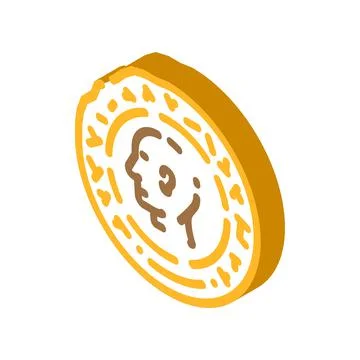 Ancient coin isometric icon vector illustration Stock Illustration