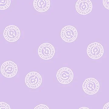 Ancient coin line vector seamless pattern イラスト素材