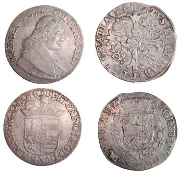 Ancient coins of different metals Stock Photos