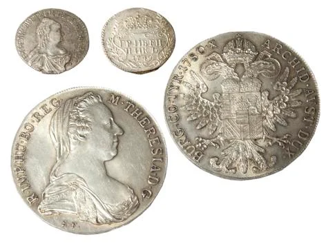 Ancient coins of different metals Stock Photos