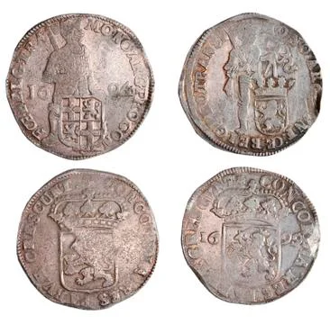 Ancient coins of different metals Stock Photos